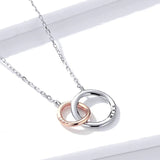 Double Circle Chain Necklace for Women Rose Gold Color 925 Sterling Silver Miss & Love Wedding Fine Jewelry
