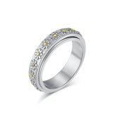 NEHZUS Daisy Spinner Ring for Women Stainless Steel 6mm Rotatable Fidget Anxiety Relief 0.24in Wide Daily Wear Gift