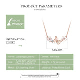 925 Sterling Silver Butterfly and Flower Necklace Enamel Floral Short Choker Necklace Silver Korean Style Jewelry