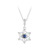 925 Sterling Silver Star of David Evil Eye Necklace, Starburst Demon Eye Pendant Protection Jewel for Women Men