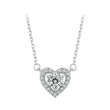 925 Sterling Silver Heart Moissanite Pendant Necklace 0.5CT D Color Brilliant Round Cut Lab Created Diamond for Women