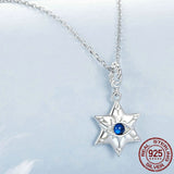 925 Sterling Silver Star of David Evil Eye Necklace, Starburst Demon Eye Pendant Protection Jewel for Women Men