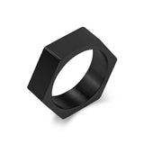 Hexagon Ring for Men Women Stainless Steel 7mm Engravable Unisex Silver Tone Minimalist Band Daily Wear Gift
