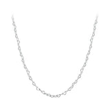 Real 925 Sterling Silver Trendy Heart-Shaped Basic Chain Link Lobster Clasp Adjustable Necklace for Women
