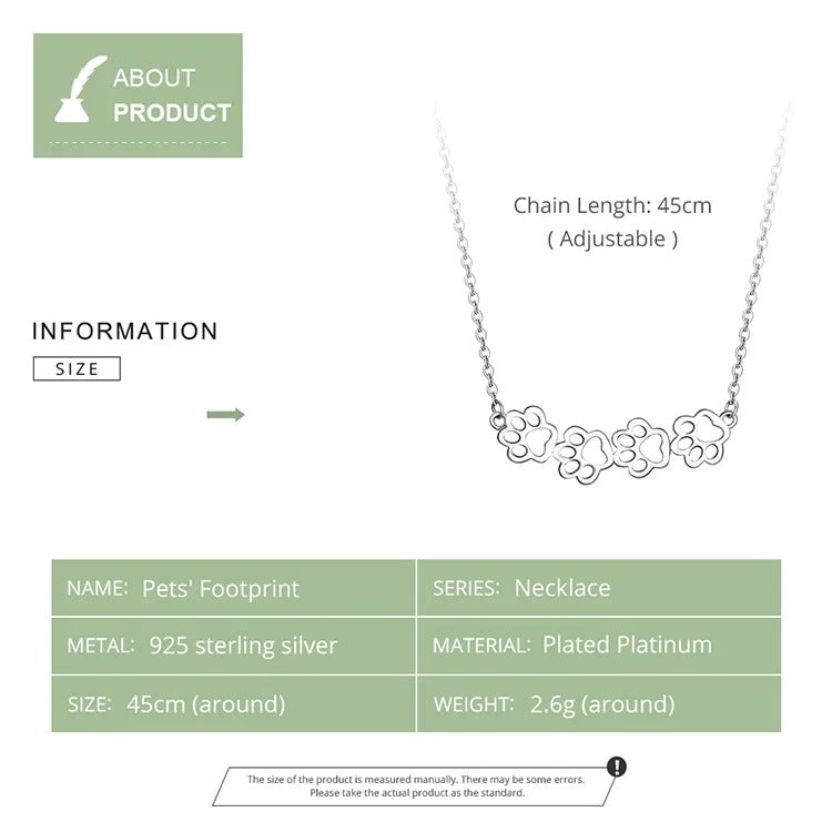 Dog and Cat Paw Silver Choker Necklace for Women 925 Sterling Silver Cat Pet Footprint Short Neckalces Accessories
