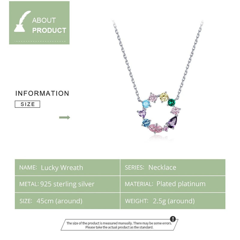 Wreath Necklace for Girl 925 Sterling Silver Jewelry Colorful AAA CZ Jewelry Original Design Gift for Women