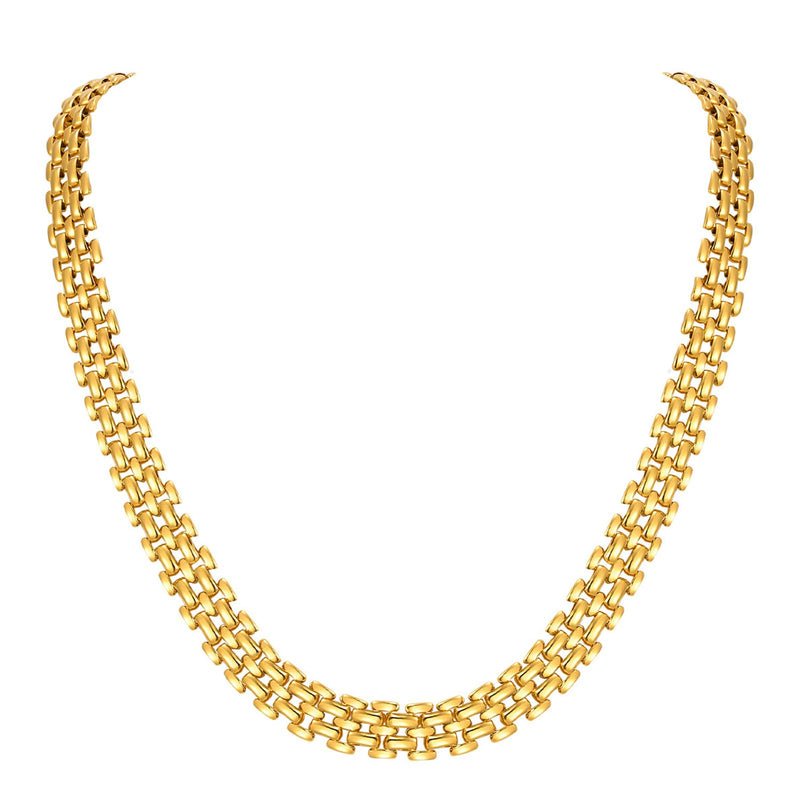 Flat Mesh Chain Necklace, Stainless Steel 9.3mm & 13.2mm Width Options in Gold & Silver, Adjustable 40+5cm Collar Jewelry