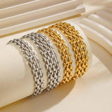 Flat Mesh Chain Necklace, Stainless Steel 9.3mm & 13.2mm Width Options in Gold & Silver, Adjustable 40+5cm Collar Jewelry