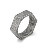 Hexagon Ring for Men Women Stainless Steel 7mm Engravable Unisex Silver Tone Minimalist Band Daily Wear Gift