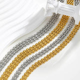 Flat Mesh Chain Necklace, Stainless Steel 9.3mm & 13.2mm Width Options in Gold & Silver, Adjustable 40+5cm Collar Jewelry