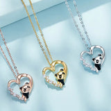 925 Sterling Silver Baby Panda Crystal Necklace Enamel Cute Animal Charm Chain Link for Women Gift