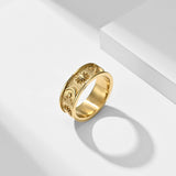 Sun Moon Star Ring for Women Men Stainless Steel 8mm Celestial Engagement Promise Ring Daily Wear Gift