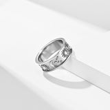 Sun Moon Star Ring for Women Men Stainless Steel 8mm Celestial Engagement Promise Ring Daily Wear Gift