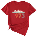 VINTAGE 1973 Womens Summer Fashion Casual Round Neck Short-sleeved Shirt