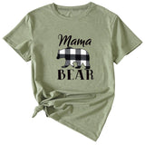 Fashion Jacket Mama Bear Pattern Ladies Round Neck Short Sleeve T-shirt