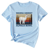WAnna Smoke Fun Pattern Printed Round Neck Fashion Short Sleeve T-shirt Women
