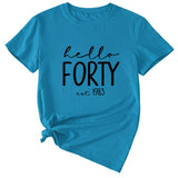 English Letter Hello Forest Est 1983 Round Neck Short Sleeve T-shirt