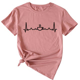 ECG Coffee Women's Loose Short Sleeve Top Round Neck T-shirt