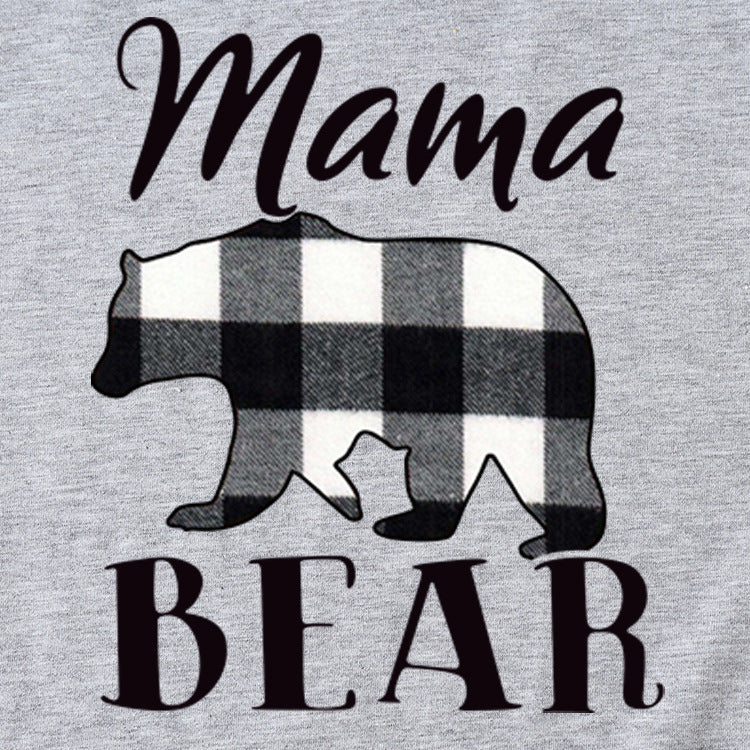 Fashion Jacket Mama Bear Pattern Ladies Round Neck Short Sleeve T-shirt