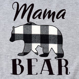 Fashion Jacket Mama Bear Pattern Ladies Round Neck Short Sleeve T-shirt