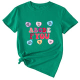 Letter ABCDEF You Printed Women's Summer Casual Loose Short Sleeve
