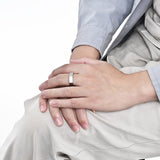 Hexagon Ring for Men Women Stainless Steel 7mm Engravable Unisex Silver Tone Minimalist Band Daily Wear Gift