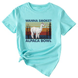 WAnna Smoke Fun Pattern Printed Round Neck Fashion Short Sleeve T-shirt Women