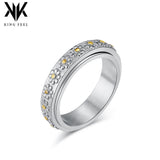 NEHZUS Daisy Spinner Ring for Women Stainless Steel 6mm Rotatable Fidget Anxiety Relief 0.24in Wide Daily Wear Gift