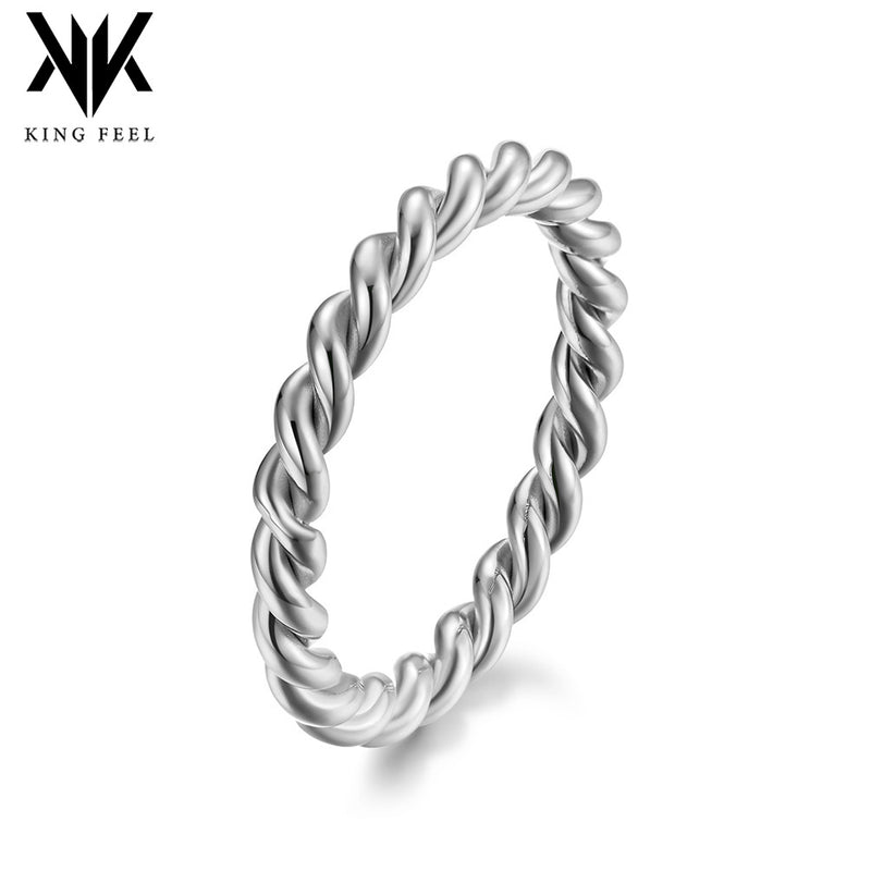 Gold Twisted Braided Ring for Women Men Stainless Steel 3mm Stackable Wedding Band Promise Ring Daily Wear Gift