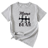 Fashion Jacket Mama Bear Pattern Ladies Round Neck Short Sleeve T-shirt