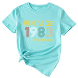 Fashion Women's Top VINTAGE 1983 Casual Loose Short Sleeve
