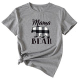 Fashion Jacket Mama Bear Pattern Ladies Round Neck Short Sleeve T-shirt