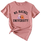 MS RACHEL University Fun Graphic Short-sleeved T-shirt