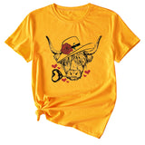 Fashion Women's Rose Bullhead Pattern, Casual Crewneck Short Sleeves T Shirt