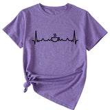ECG Coffee Women's Loose Short Sleeve Top Round Neck T-shirt