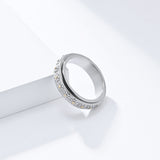 NEHZUS Daisy Spinner Ring for Women Stainless Steel 6mm Rotatable Fidget Anxiety Relief 0.24in Wide Daily Wear Gift