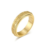 NEHZUS Daisy Spinner Ring for Women Stainless Steel 6mm Rotatable Fidget Anxiety Relief 0.24in Wide Daily Wear Gift