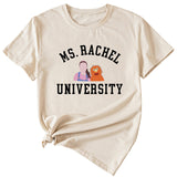 MS RACHEL University Fun Graphic Short-sleeved T-shirt
