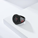 NEHZUS Armor of God Ring for Men Stainless Steel Ephesians 6:13 0.91in Shield Cross Signet Ring 0.92oz Daily Wear Gift