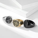 NEHZUS St Benedict Exorcism Cross Ring for Men Stainless Steel 0.71in Christian Catholic Daily Wear Gift