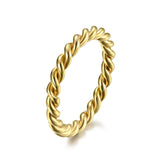 Gold Twisted Braided Ring for Women Men Stainless Steel 3mm Stackable Wedding Band Promise Ring Daily Wear Gift