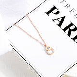 Pendant In Titanium Steel with Zirconia Necklace with Roman Numerals for Women