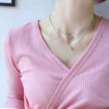 NEHZUS Titan-Halskette in Roségold-Beschichtung, doppellagig, herzförmig, mit Diamanten als Geschenk für die Freundin