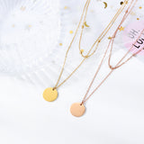 NEHZUS Classic and Versatile Double Layer Small Round Bead Chain with Glossy Round Piece Pendant for Women's Collarbone Necklace