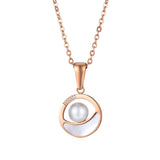 Personalized Mother of Pearl Titanium Steel Necklace for Women with Diamonds Simple Fashion Collarbone Chain