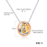 NEHZUS Fashionable and Simple Three-coloured Three-ring Clasp Pendant for Men and Women In Titanium Steel with Diamond Personalised Couple's Necklace