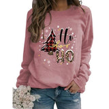Women Ho Ho Ho Christmas Sweatshirt Christmas Tree Snowflake Graphic Shirt