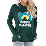 Happy Camper Blouse Women Funny Graphic Hiking Shirt