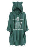 Dead Inside But Caffeinated Sunflower Women Long Sleeve Hoodies Skull Shirt for Women
