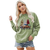 Women Merry Christmas Sweatshirt Christmas Tree Car Shirt